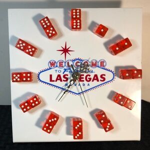 Vintage White Acrylic Las Vegas Dice clock  9x9 “